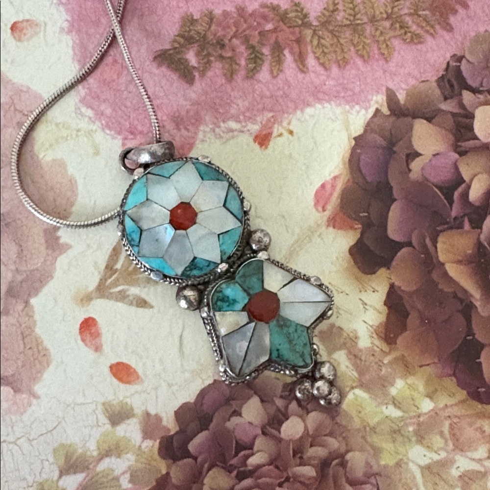 Sterling Silver Native Necklace - image 1